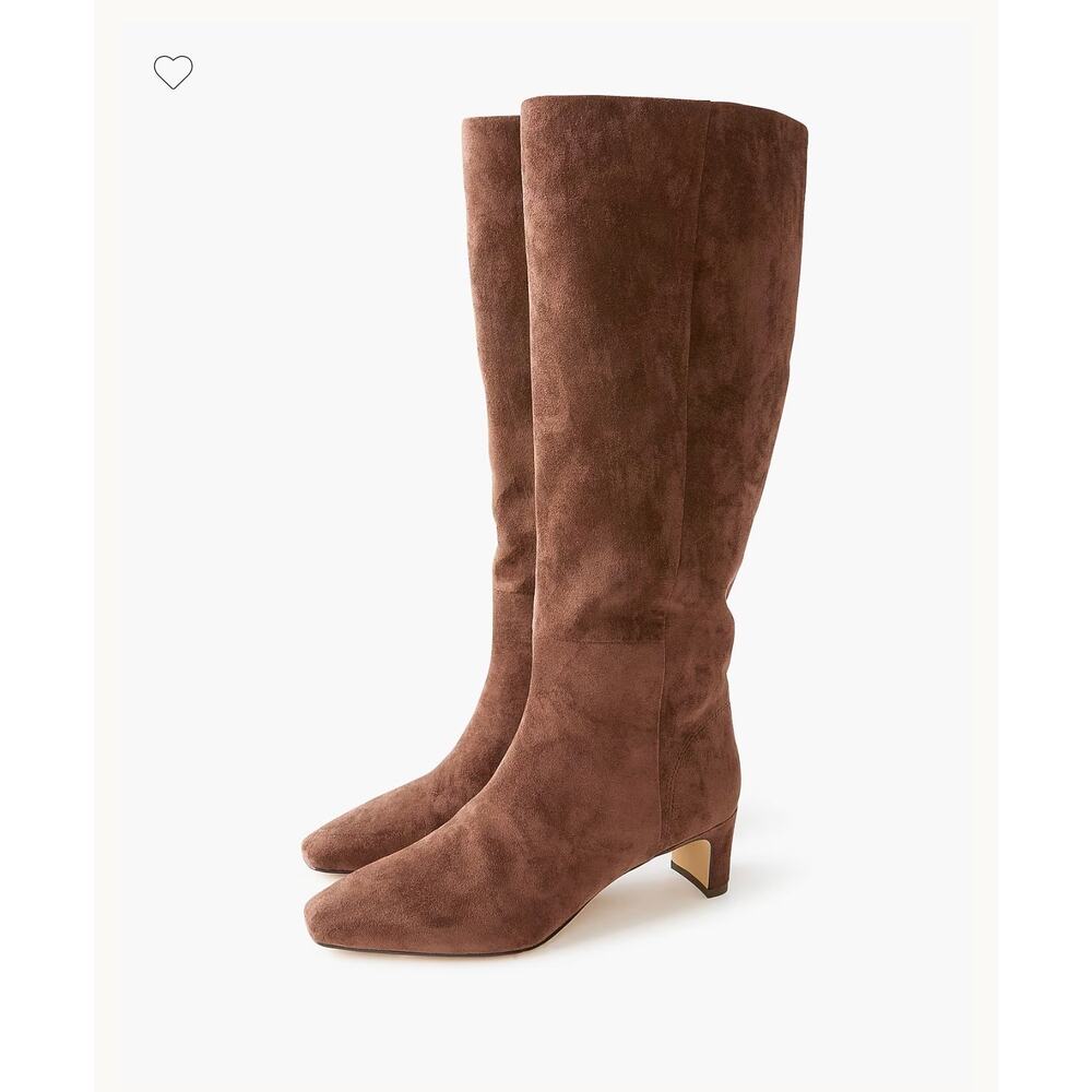 NWOB J.Crew Factory Sueded Snip-Toe Tall Boots Dark Walnut Brown Size 8.5
